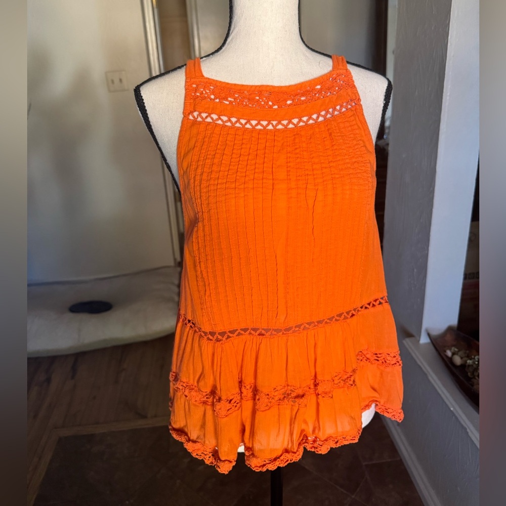 Free People Vibrant Orange Tank Top
